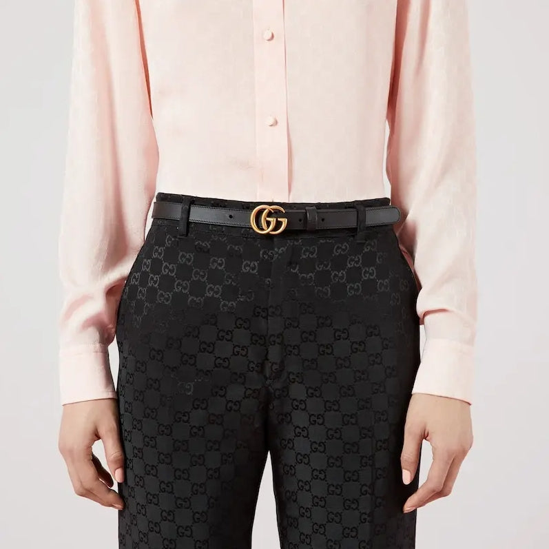 Golden Metal Logo Marmont Collection Women Belt