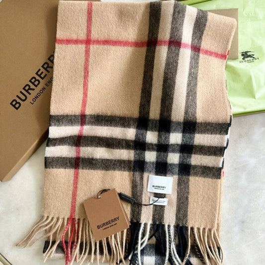 Classic Embroidery Plaid Cashmere Scarf