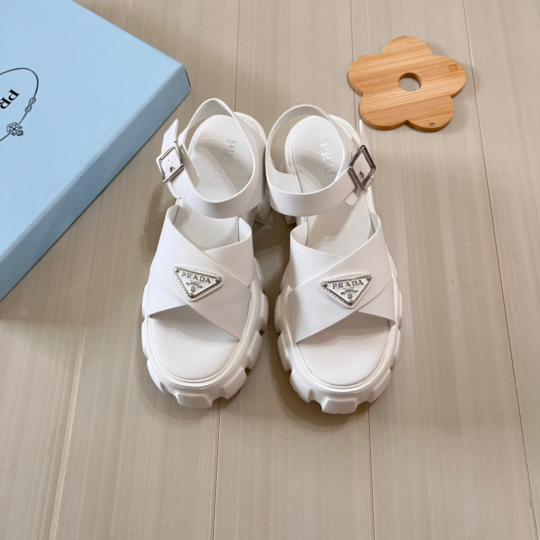 Triangle Logo Thick Sole Cross Sandals