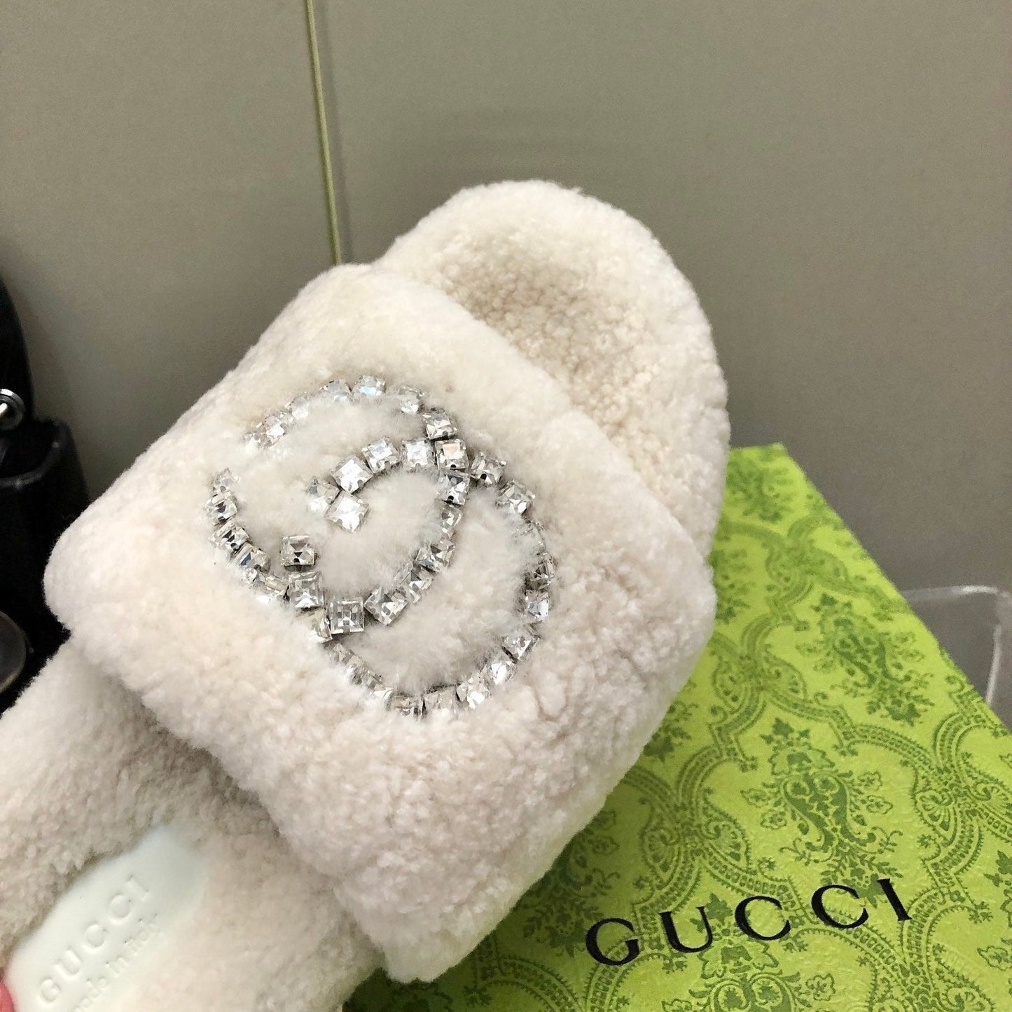 New Rhinestone Wool Slippers